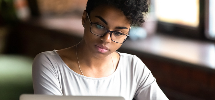 student taking test on computer