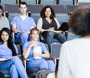 nursing students in training seminar
