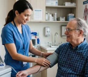 prn nurse takes a patient's blood pressure