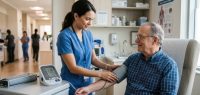 prn nurse takes a patient's blood pressure